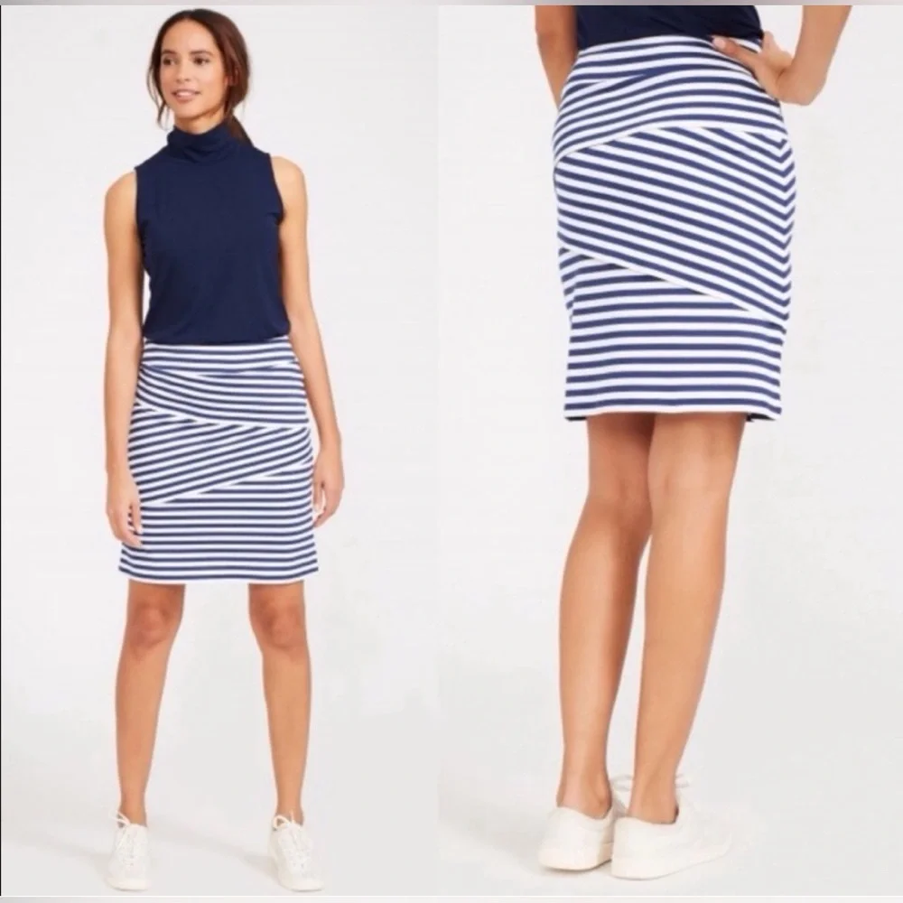 J. McLaughlin Blue White Stripe Nicola Skirt Size XS - Picture 2 of 10